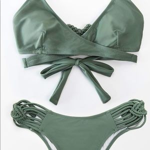 NWT Cupshe Dusty Green Strappy Wrap Bikini
